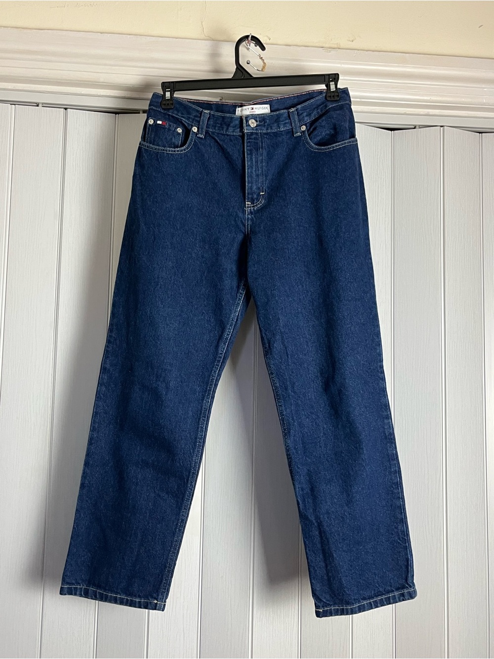 Vintage 90s Tommy Hilfiger high waisted straight leg dark wash denim jean Sz 10